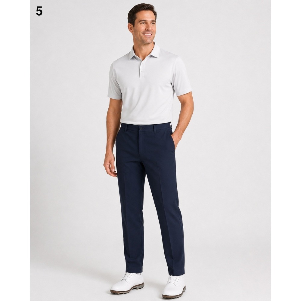 Footjoy Golf Pants Mens W34/L32 Black Polyester Pockets Flat Front *Hemmed